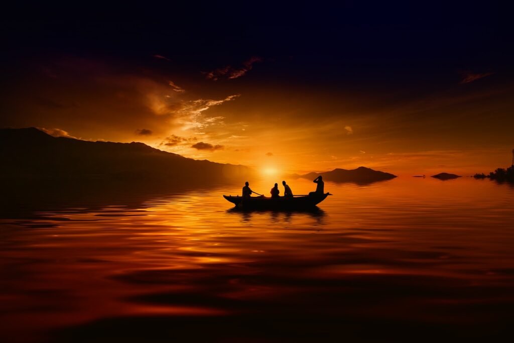 sunset, boat, photo shoot